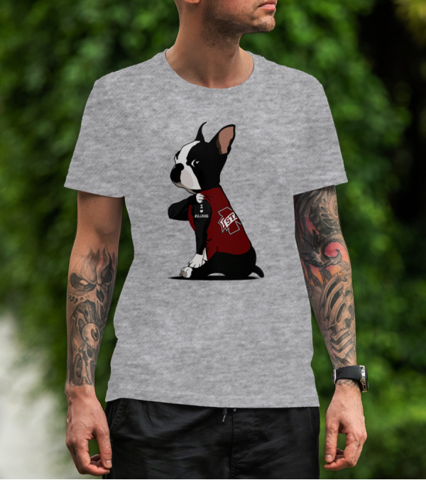 Mississippi State Bulldogs Love Boston Terrier In Jersey T-Shirt