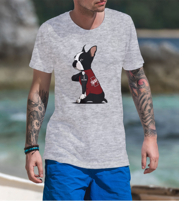 Mississippi State Bulldogs Love Boston Terrier In Jersey T-Shirt