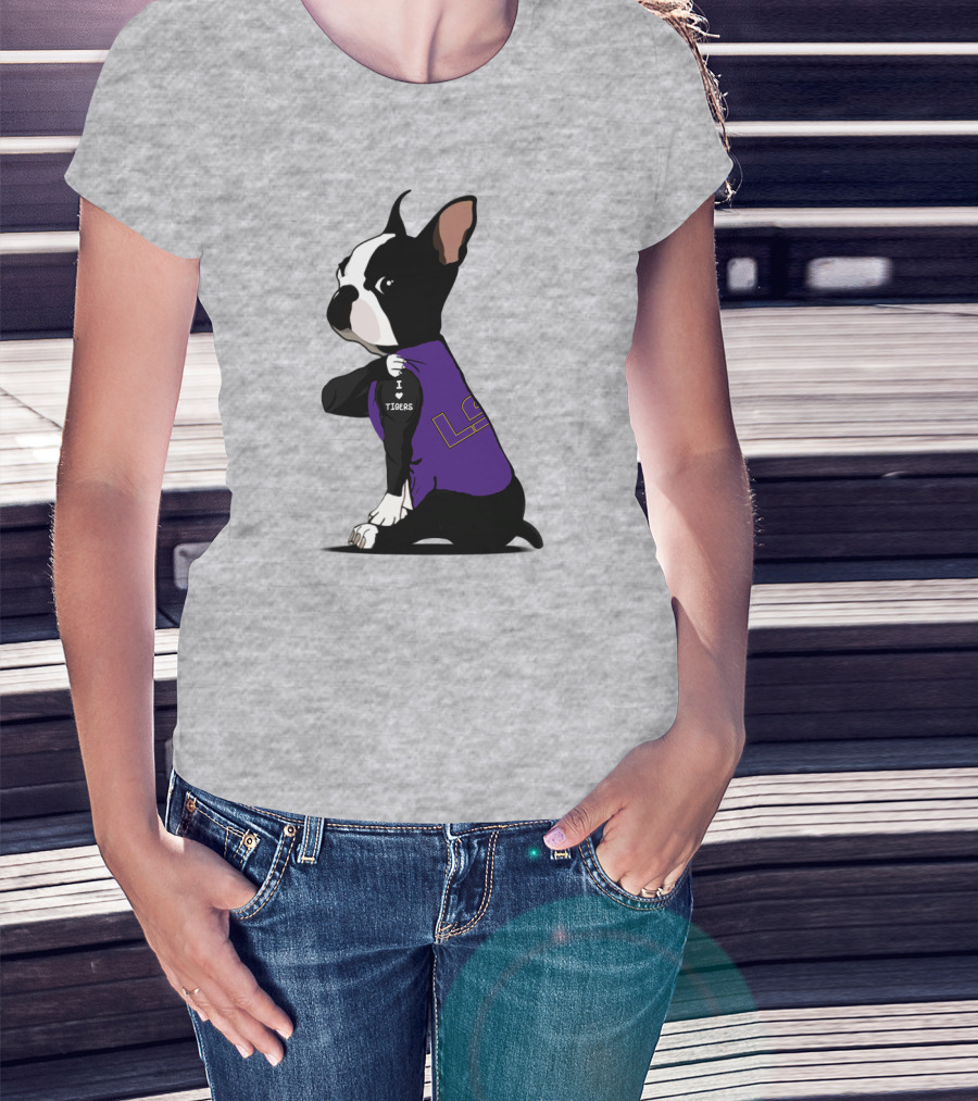 I Love LSU Tigers Bulldog T-Shirt