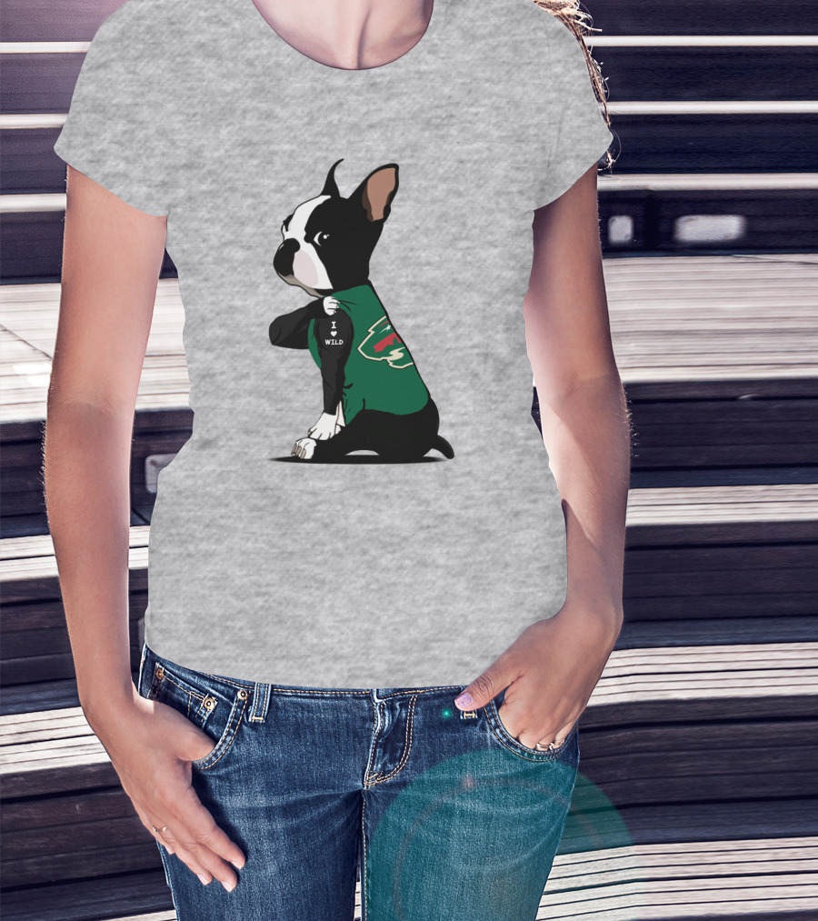 Minnesota Wild I Love Bulldog T-Shirt