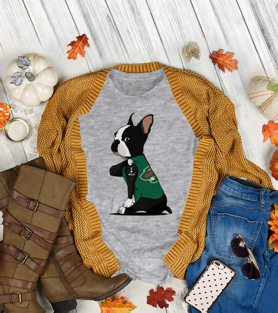 Minnesota Wild I Love Bulldog T-Shirt