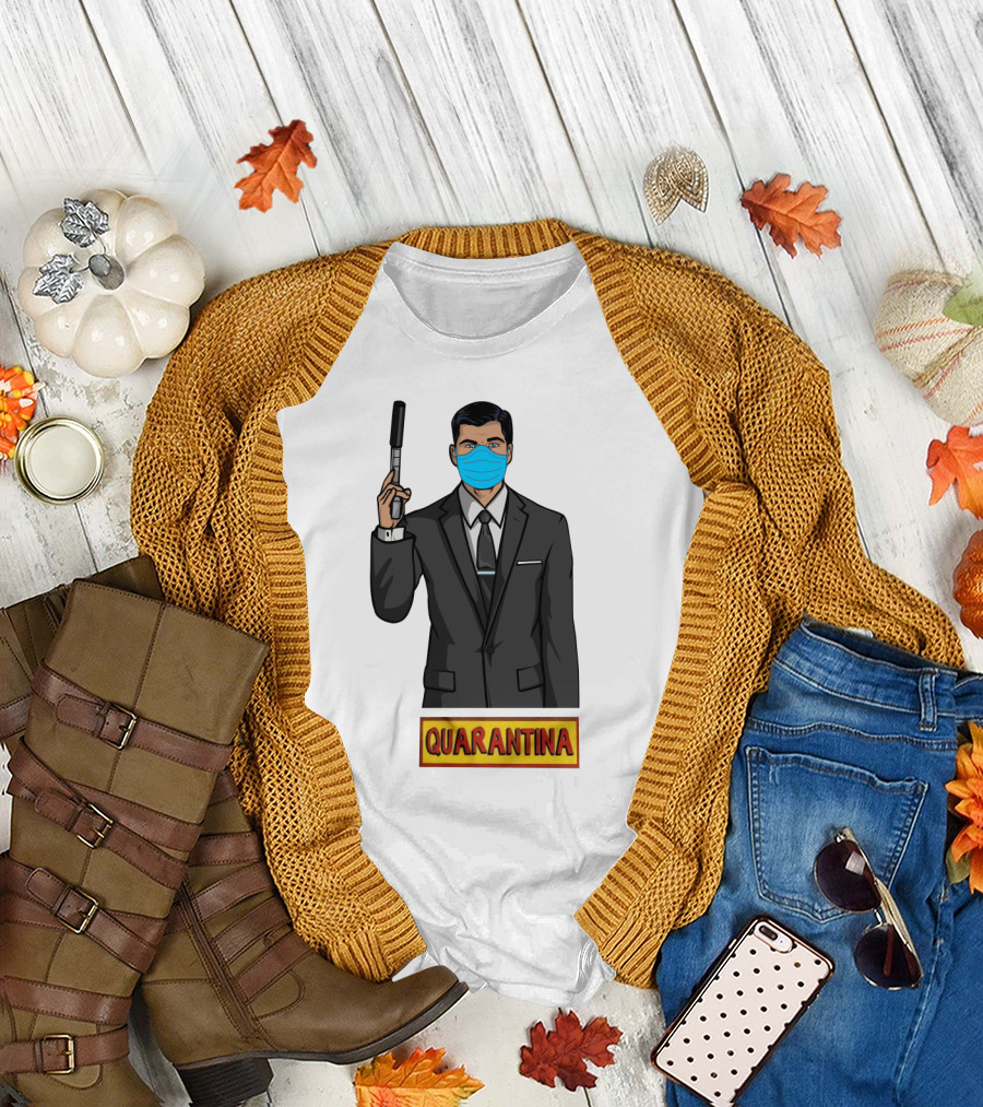 Archer Quarantina Masked Suit Man with Gun T-Shirt
