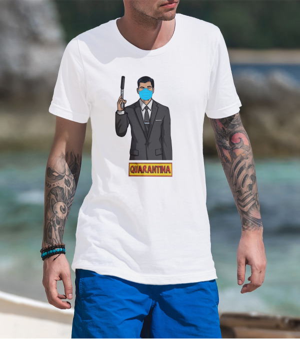 Archer Quarantina Masked Suit Man With Gun T-Shirt