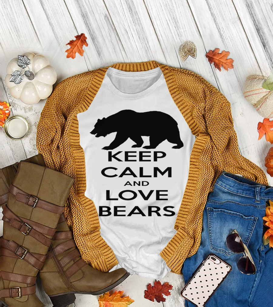 Keep Calm and Love Bears with Silhouette Walking Bear T-Shirt