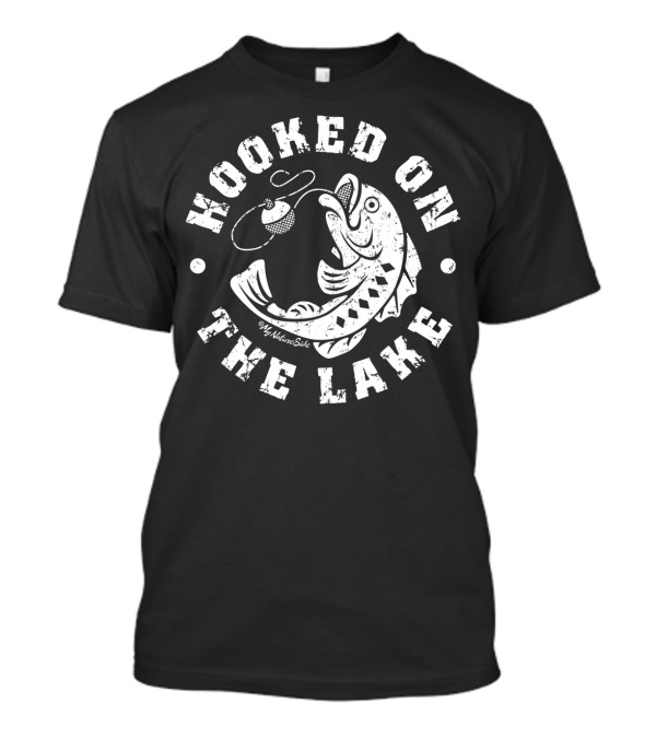 Hooked On The Lake Fishing With Lure And Jumping Fish T-Shirt