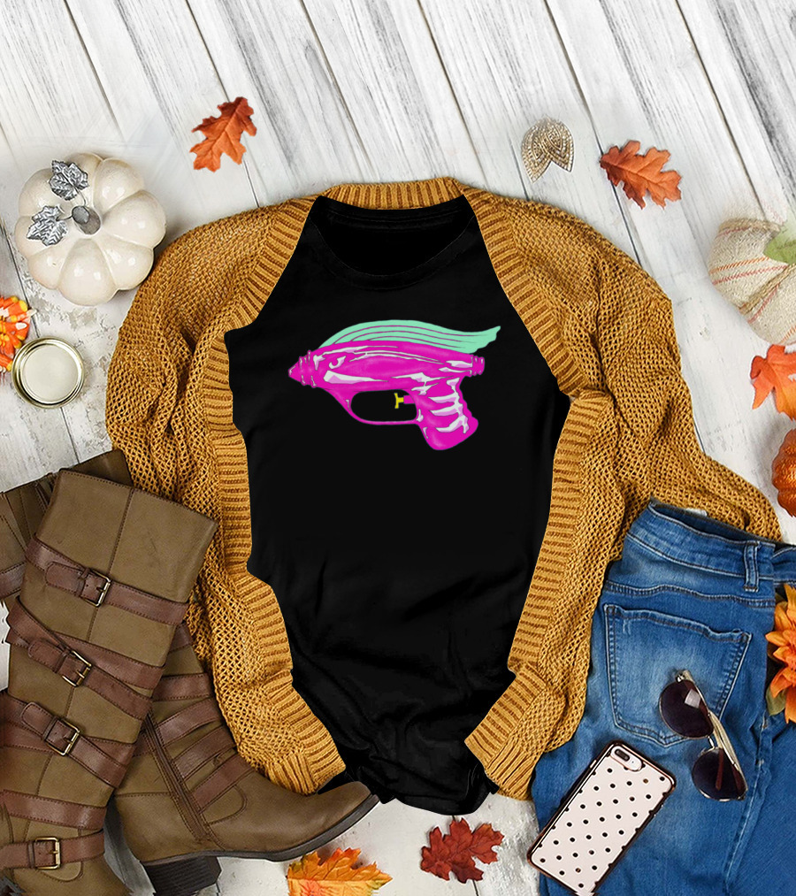 Retro Futuristic Pink and Green Ray Gun T-Shirt
