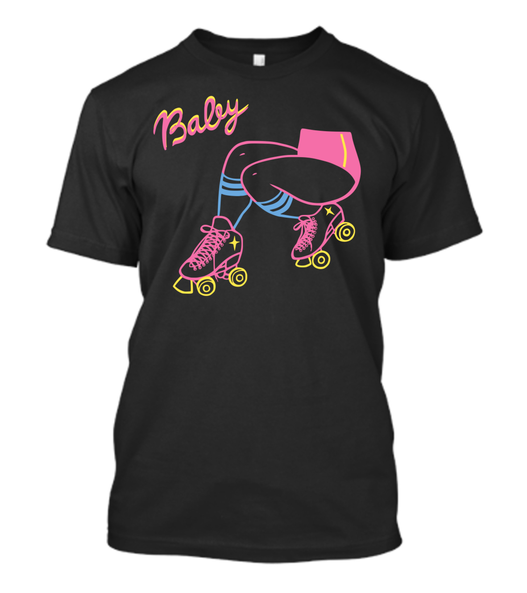 Neon Roller Skating Legs With Baby Text T-Shirt