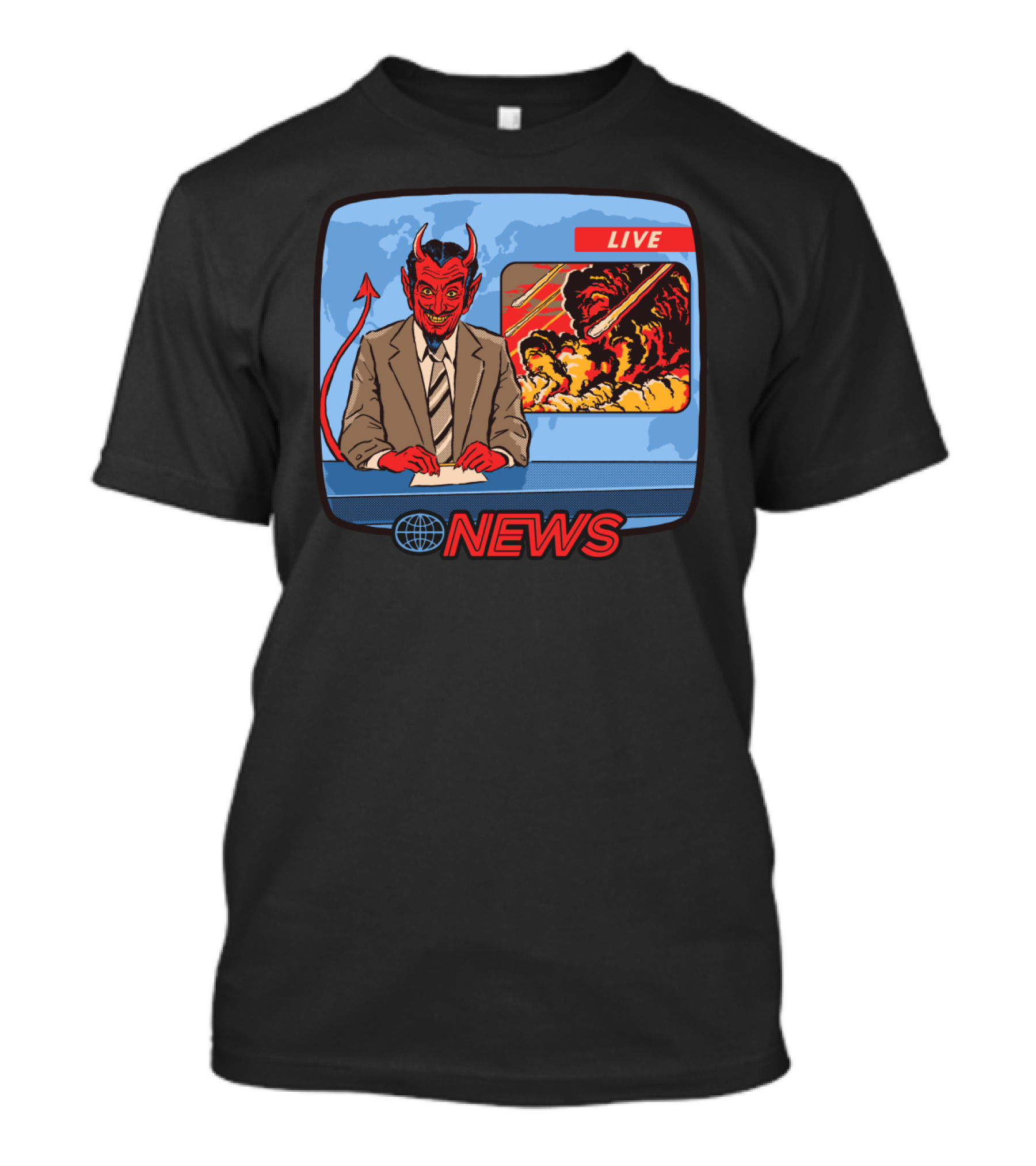 Live News Broadcast Demon Anchorman With Apocalypse T-Shirt