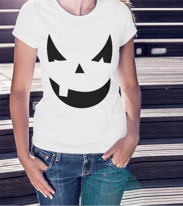 Halloween Pumpkin Costume Face Icon With Creepy Expression T-Shirt