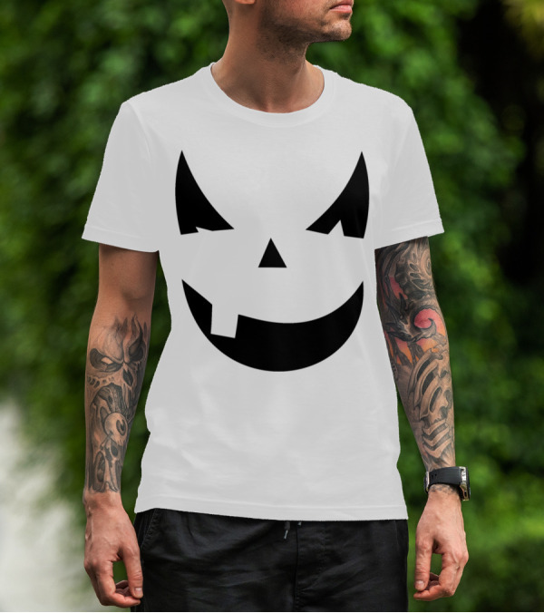 Halloween Pumpkin Costume Face Icon With Creepy Expression T-Shirt