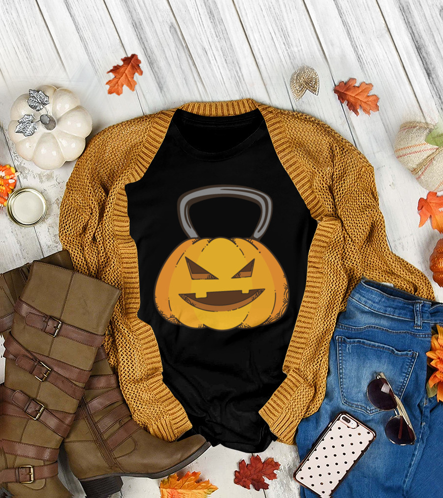Jack O Kettlebell Halloween Pumpkin Fitness Kettlebell T-Shirt