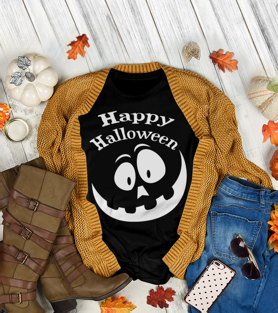 Happy Halloween Pumpkin Smile Face T-Shirt