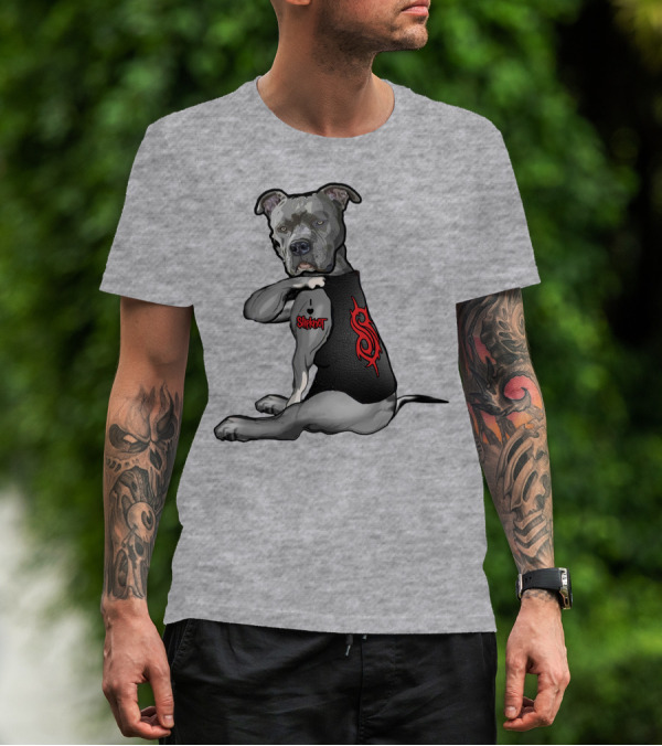Slipknot Dog Ink Tattoo Icon With Band Logo And Vest T-Shirt