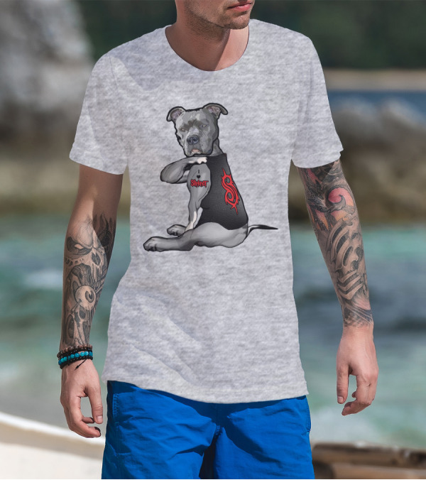 Slipknot Dog Ink Tattoo Icon With Band Logo And Vest T-Shirt
