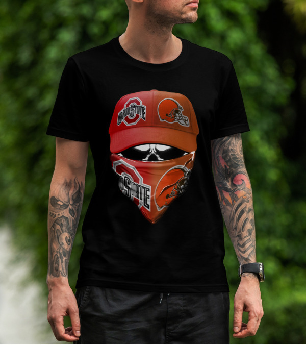 Ohio State Buckeye Browns Fan Gear Hat And Bandana Combo T-Shirt