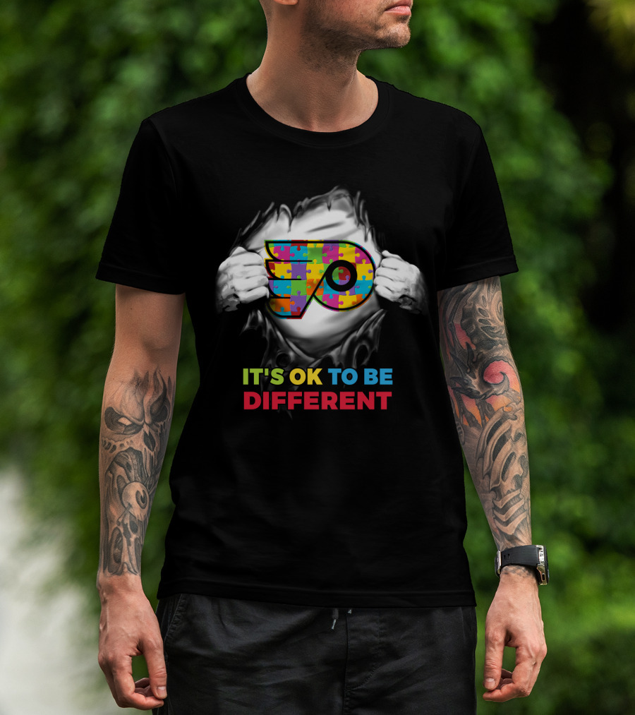 It's Ok To Be Different Autism Puzzle Flyer Nhl T-Shirt