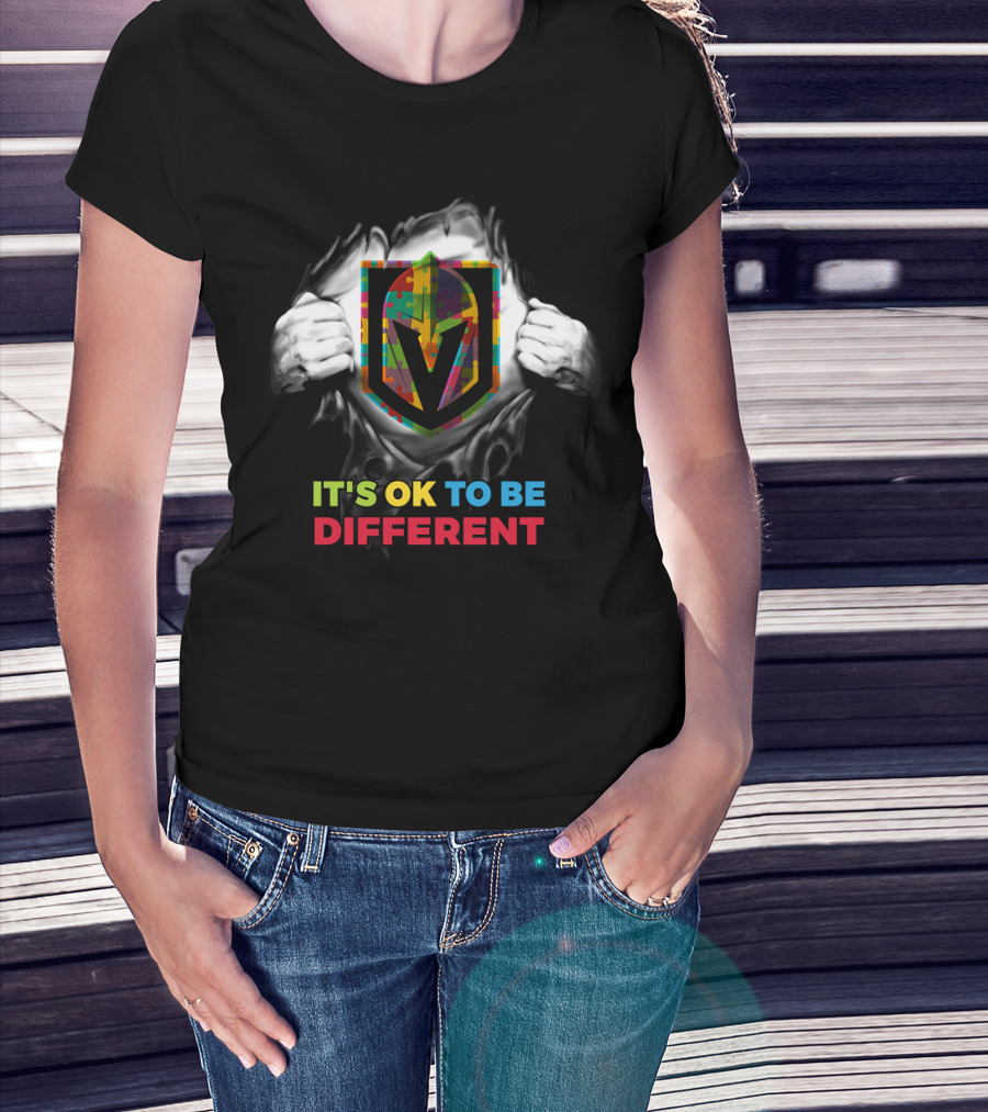 It's Ok To Be Different Autism Puzzle Vegas Golden Knights T-Shirt