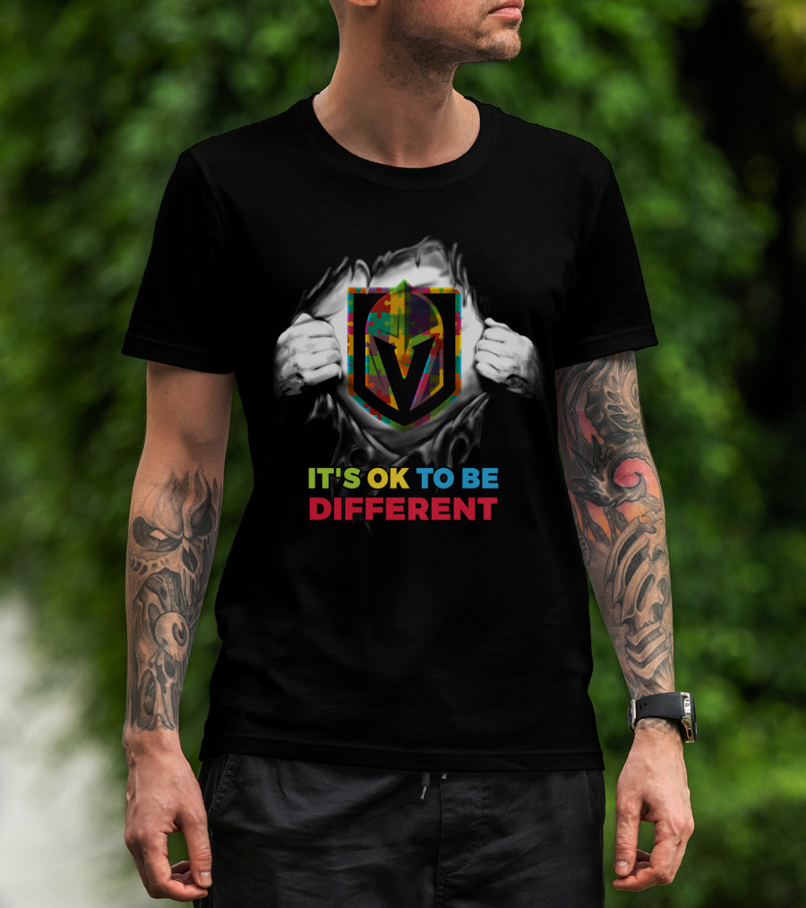 It's Ok To Be Different Autism Puzzle Vegas Golden Knights T-Shirt