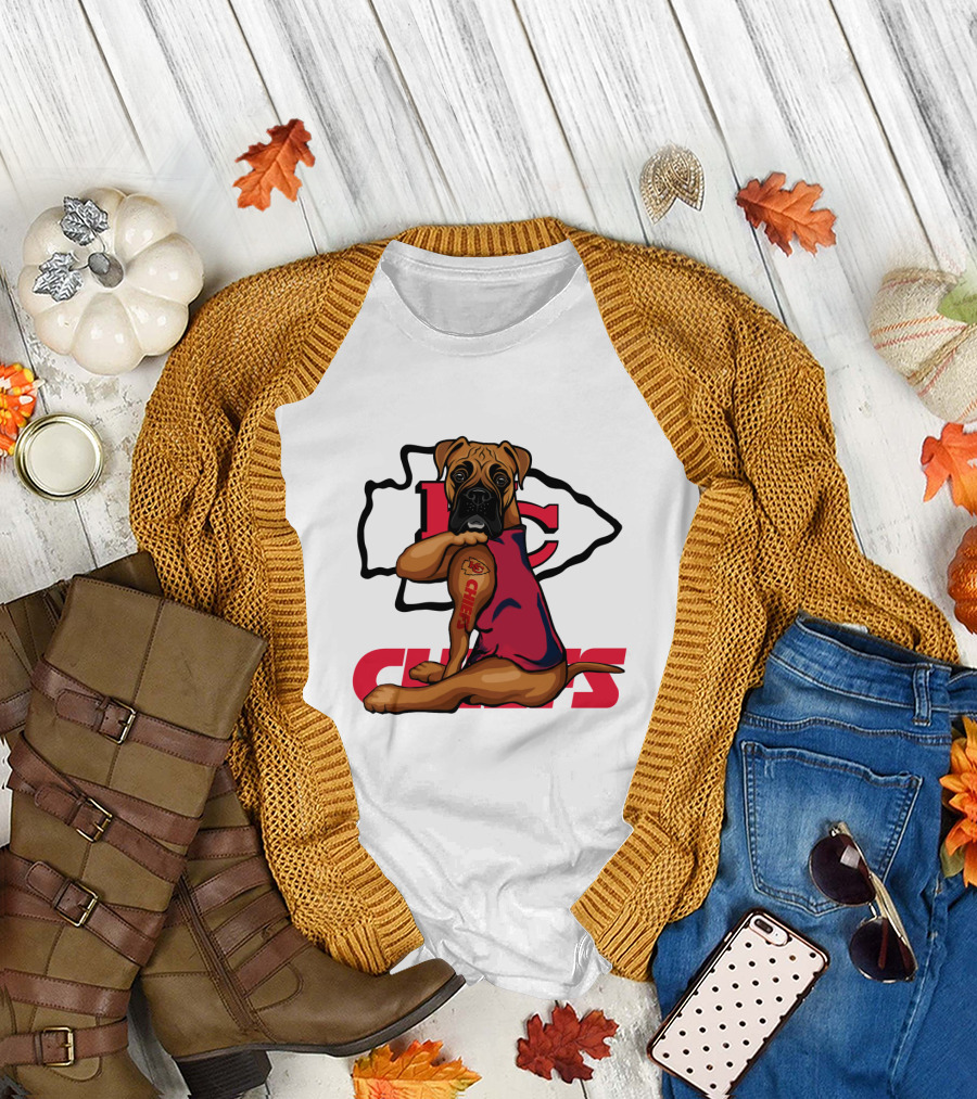 Kc Chiefs Boxer Tattoo Nfl Fan Dog T-Shirt