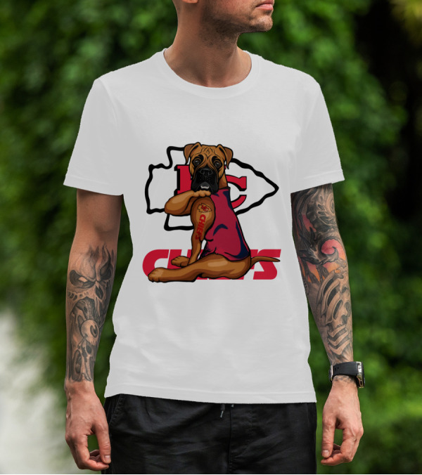 Boxer Chiefs KC Chiefs Tattoo Football Dog T-Shirt