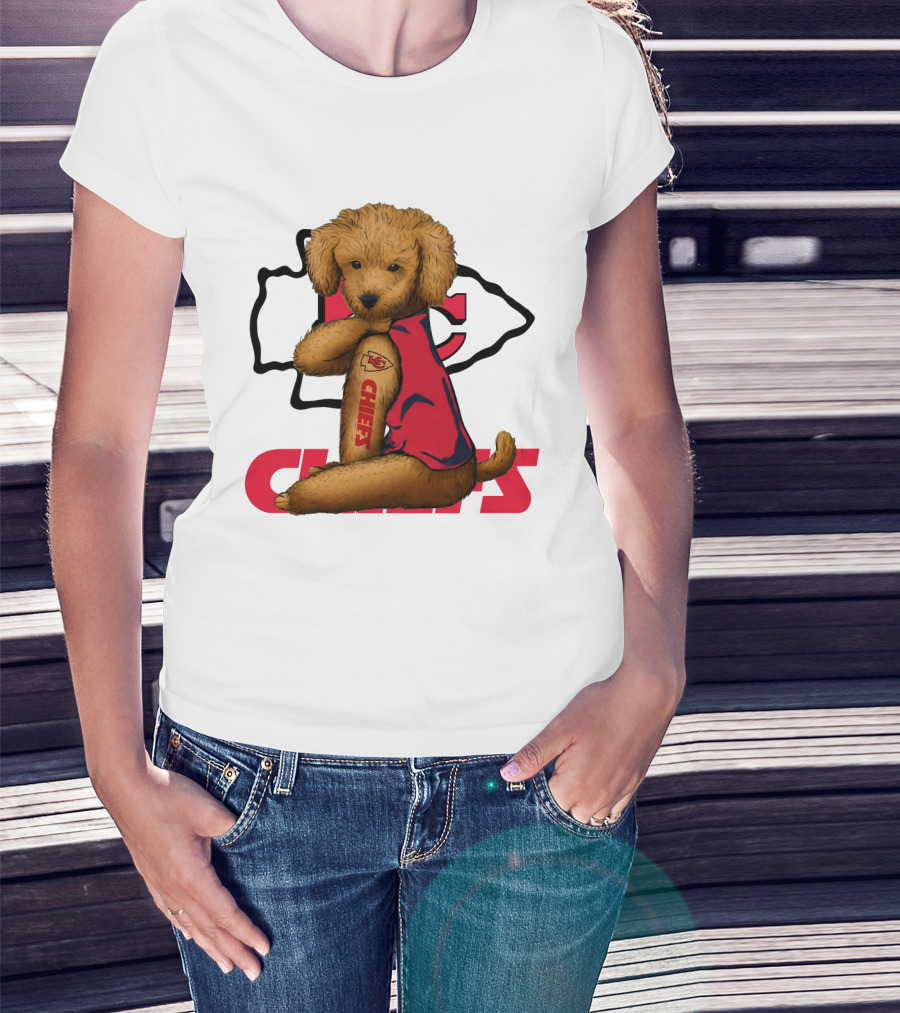 Poodle Chiefs KC Chiefs Logo Dog In Red Jersey T-Shirt