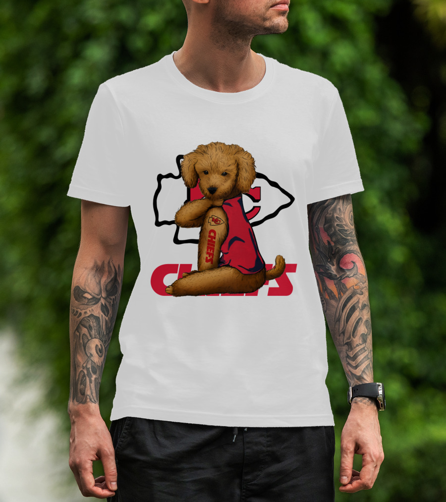 Poodle Chiefs KC Chiefs Logo Dog In Red Jersey T-Shirt