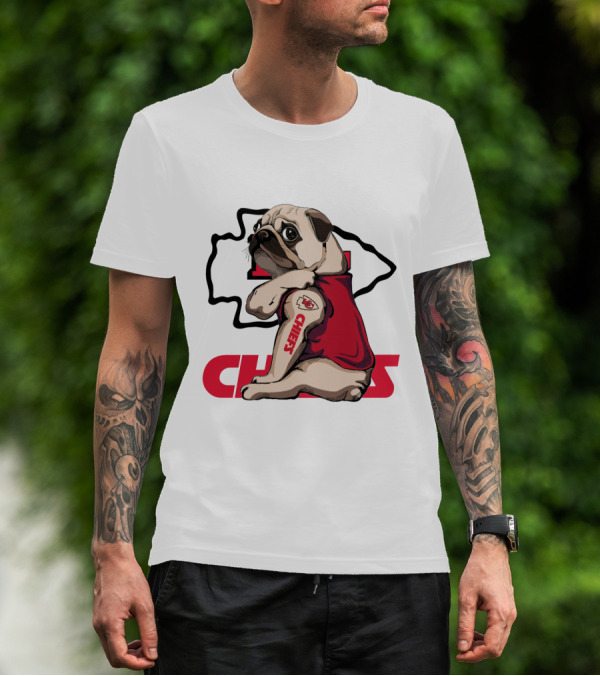 Pug Chiefs Kansas City Logo Tattoo Red Jersey T-Shirt