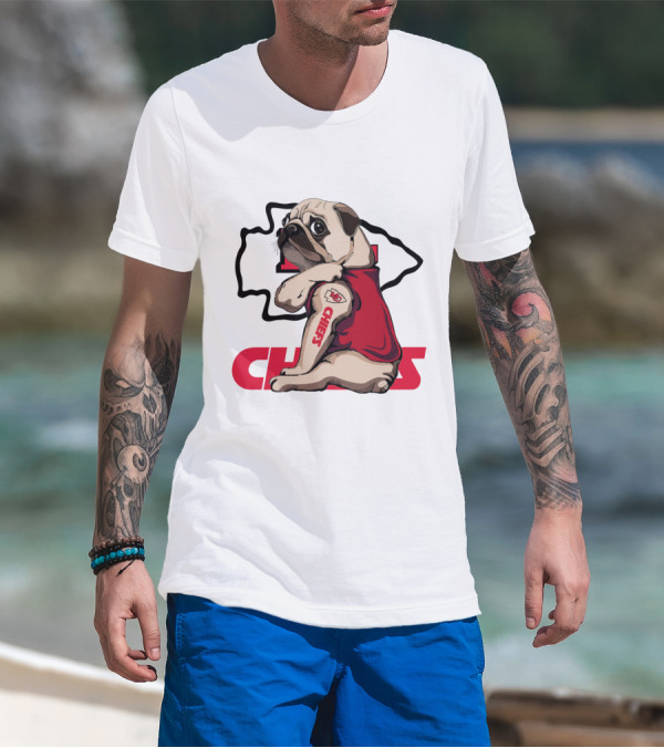 Pug Chiefs Kansas City Logo Tattoo Red Jersey T-Shirt