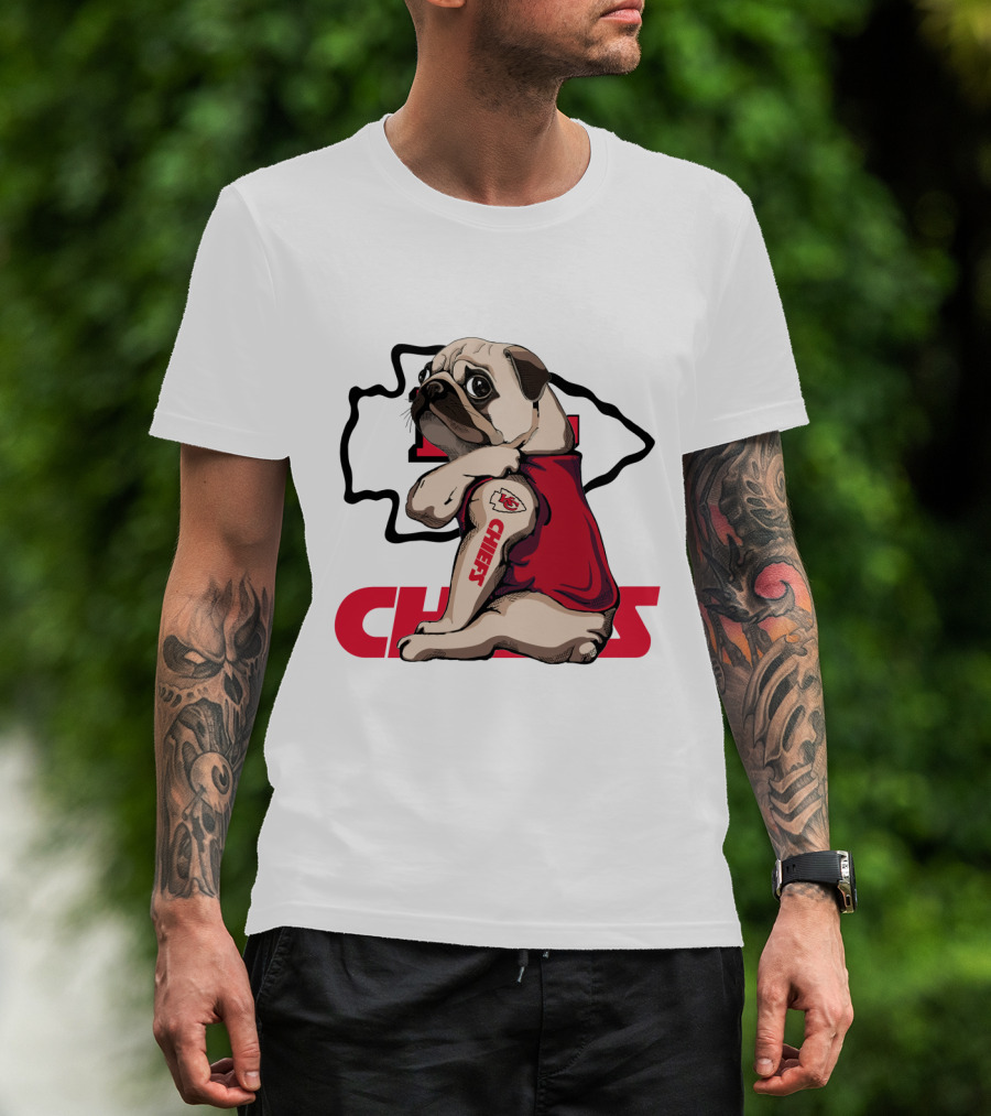 Kansas City Chiefs Pug Tattoo Fan Nfl Football T-Shirt