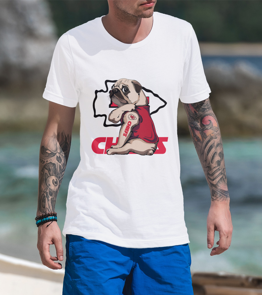 Kansas City Chiefs Pug Tattoo Fan Nfl Football T-Shirt
