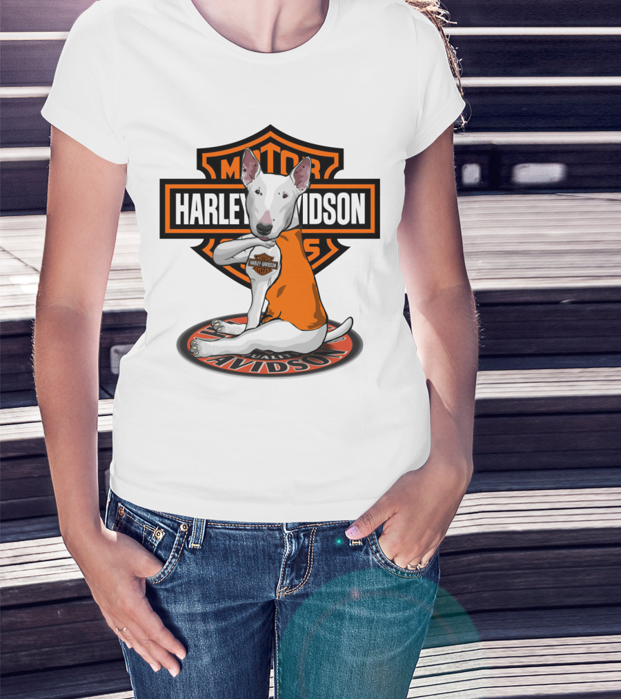 Harley Davidson Bull Terrier Mascot Motorcycles T-Shirt