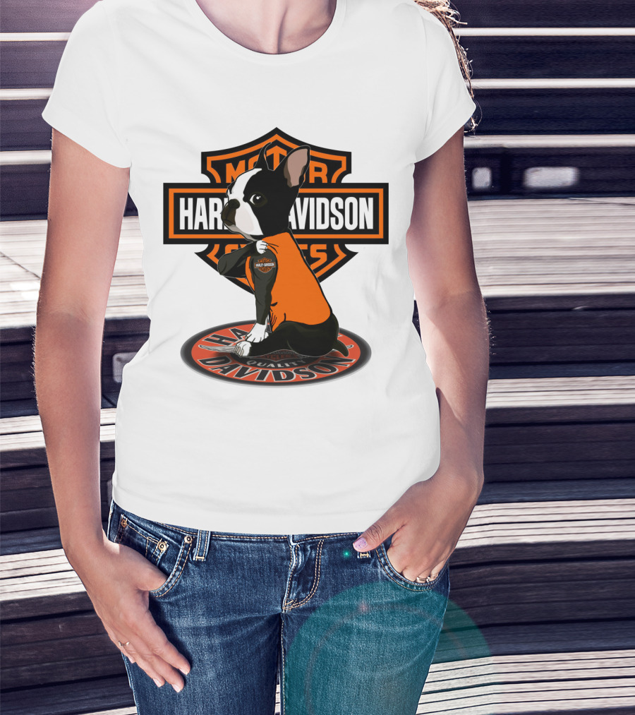 Harley Davidson Boston Terrier Motor Cycles T-Shirt