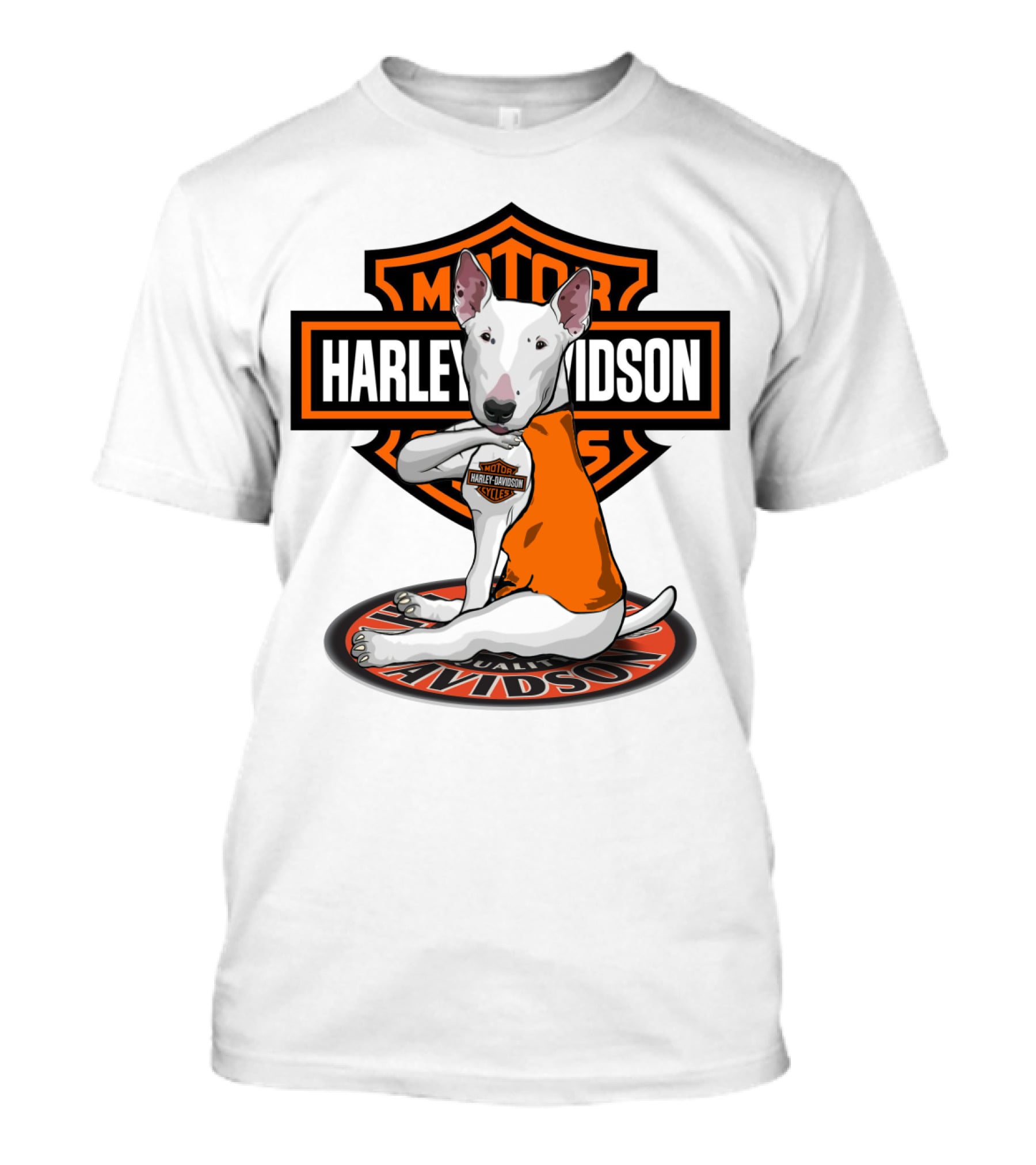 Harley Davidson Bull Terrier Motor Cycles Badge T-Shirt
