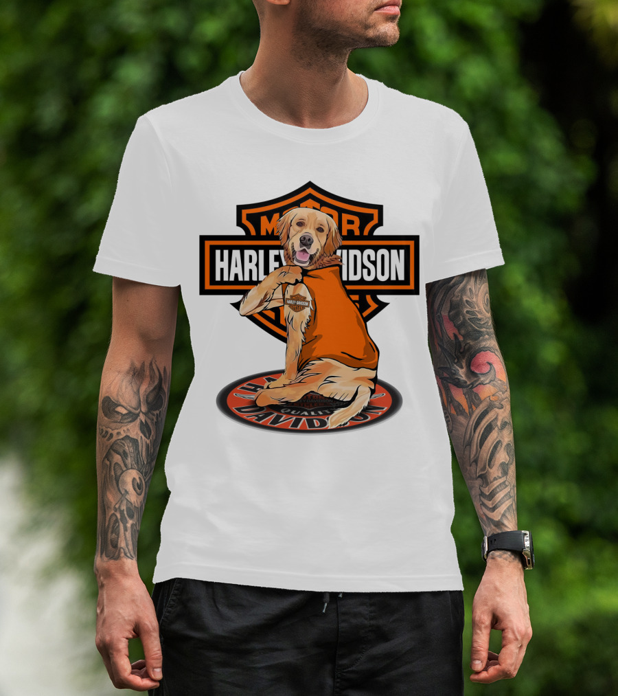 Harley Davidson Motorcycles Golden Retriever T-Shirt