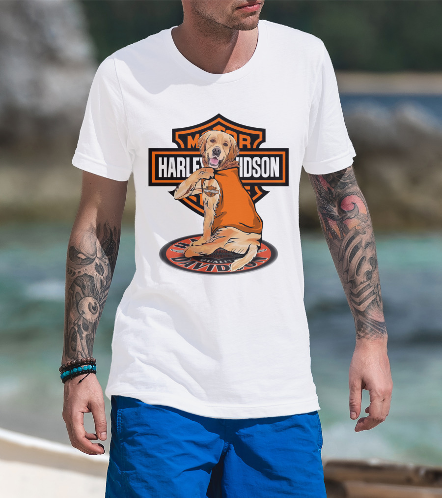 Harley Davidson Motorcycles Golden Retriever T-Shirt