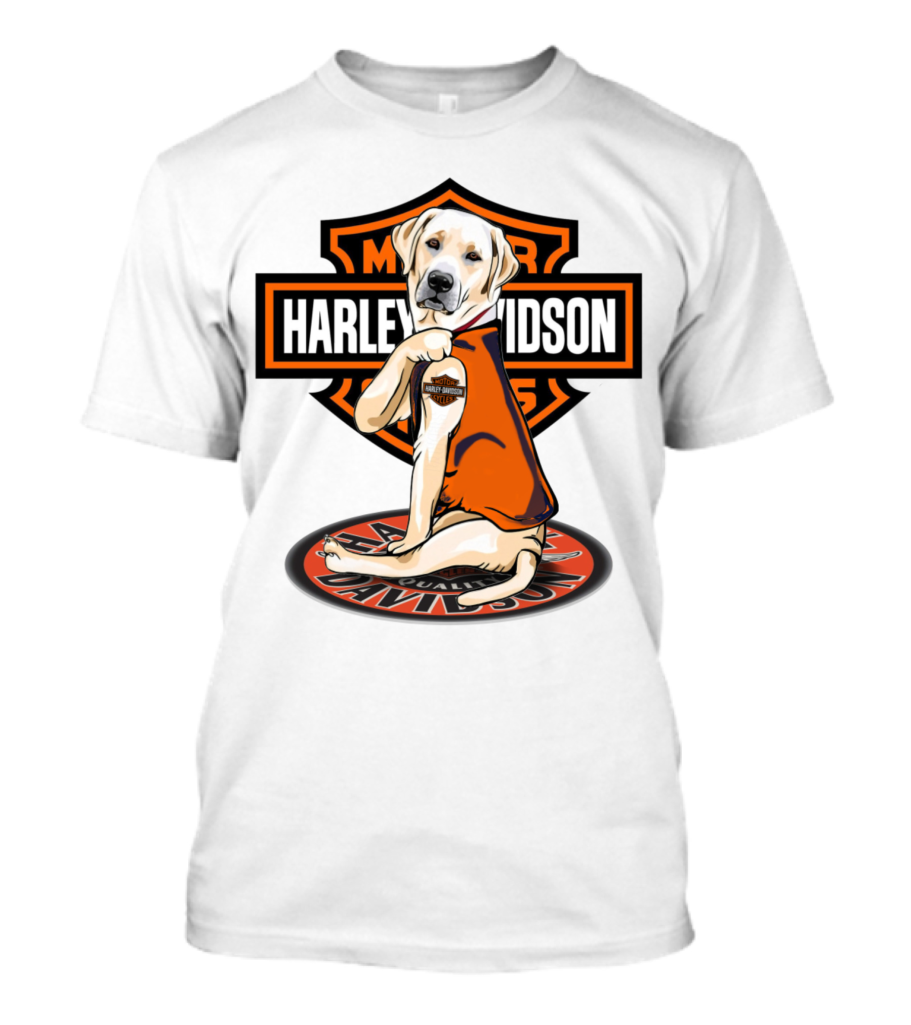 Harley Davidson Labrador Holding Motor Cycles Shield T-Shirt