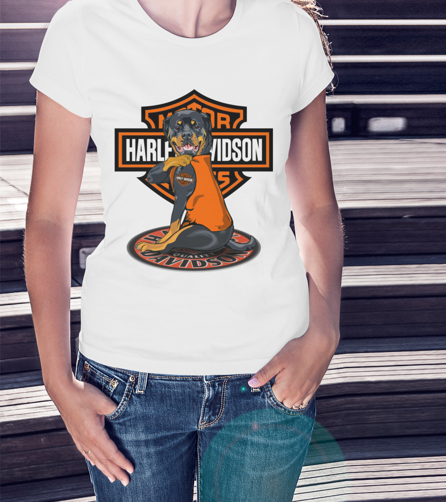 Harley Davidson Motorcycles Rottweiler T-Shirt