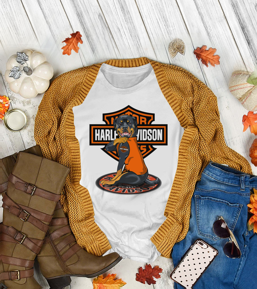 Harley Davidson Motorcycles Rottweiler T-Shirt