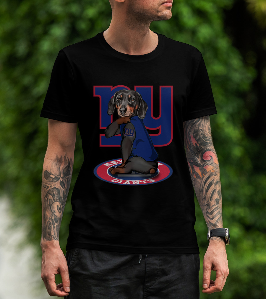 New York Giants Dachshund Ny Giants Sports Fan Football Canine T-Shirt