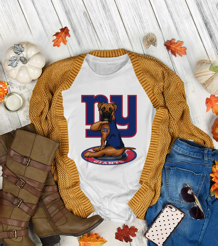 NY Giants Boxer Dog T-Shirt