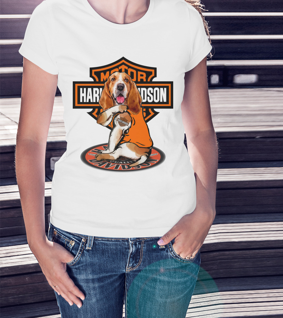 Harley Davidson Basset Hound Motor T-Shirt