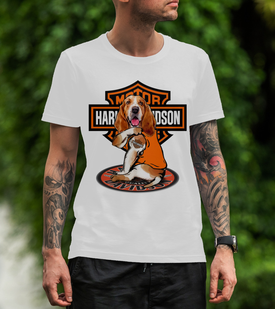 Harley Davidson Basset Hound Motor T-Shirt