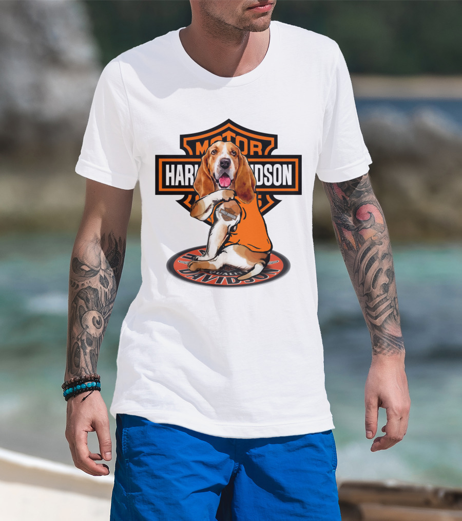 Harley Davidson Basset Hound Motor T-Shirt