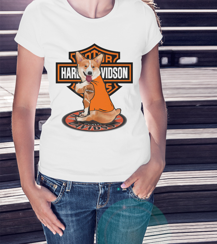 Harley Davidson Motor Corgi T-Shirt