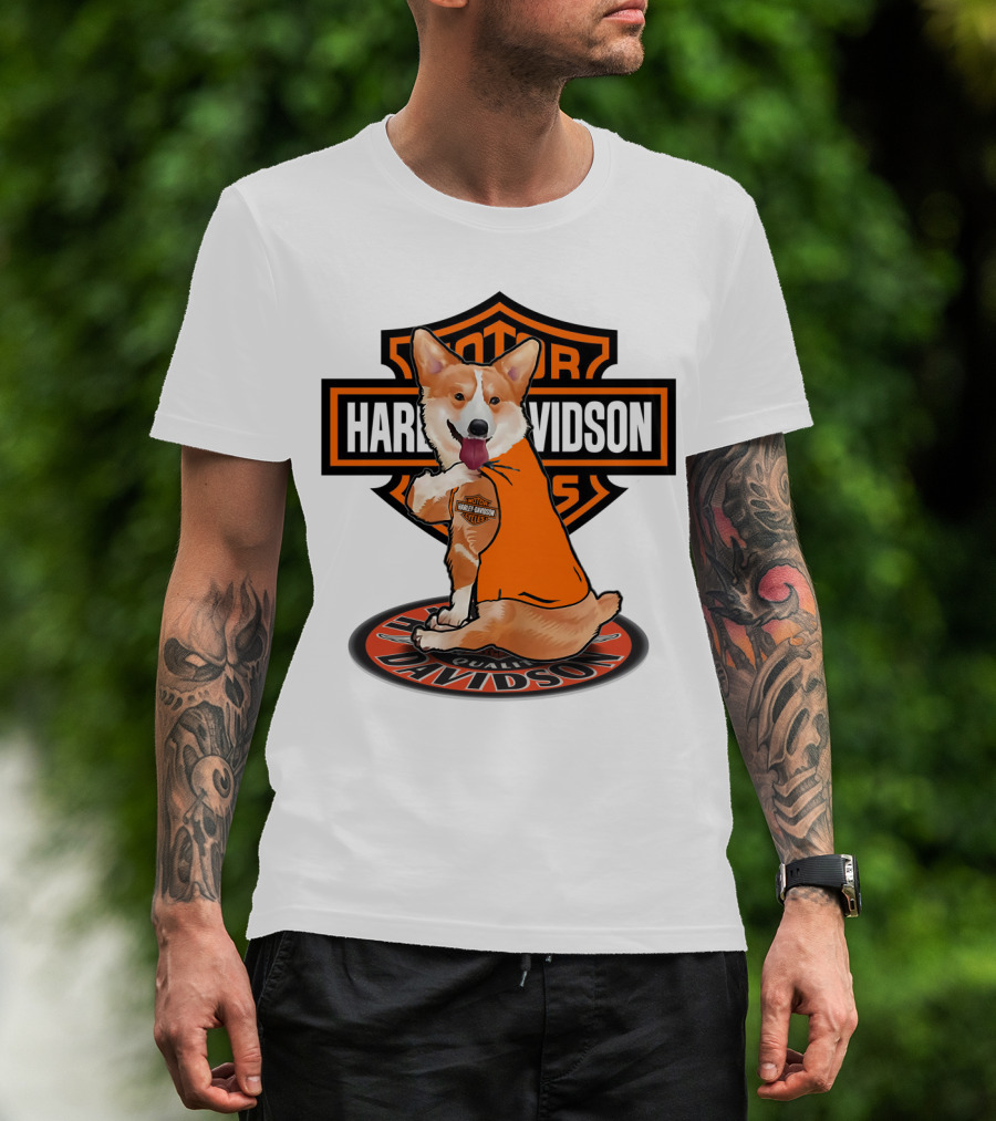 Harley Davidson Motor Corgi T-Shirt