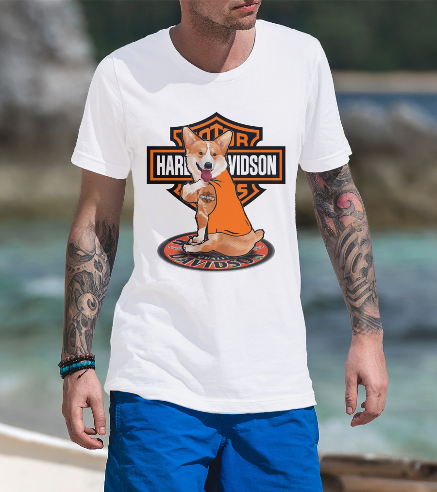 Harley Davidson Motor Corgi T-Shirt