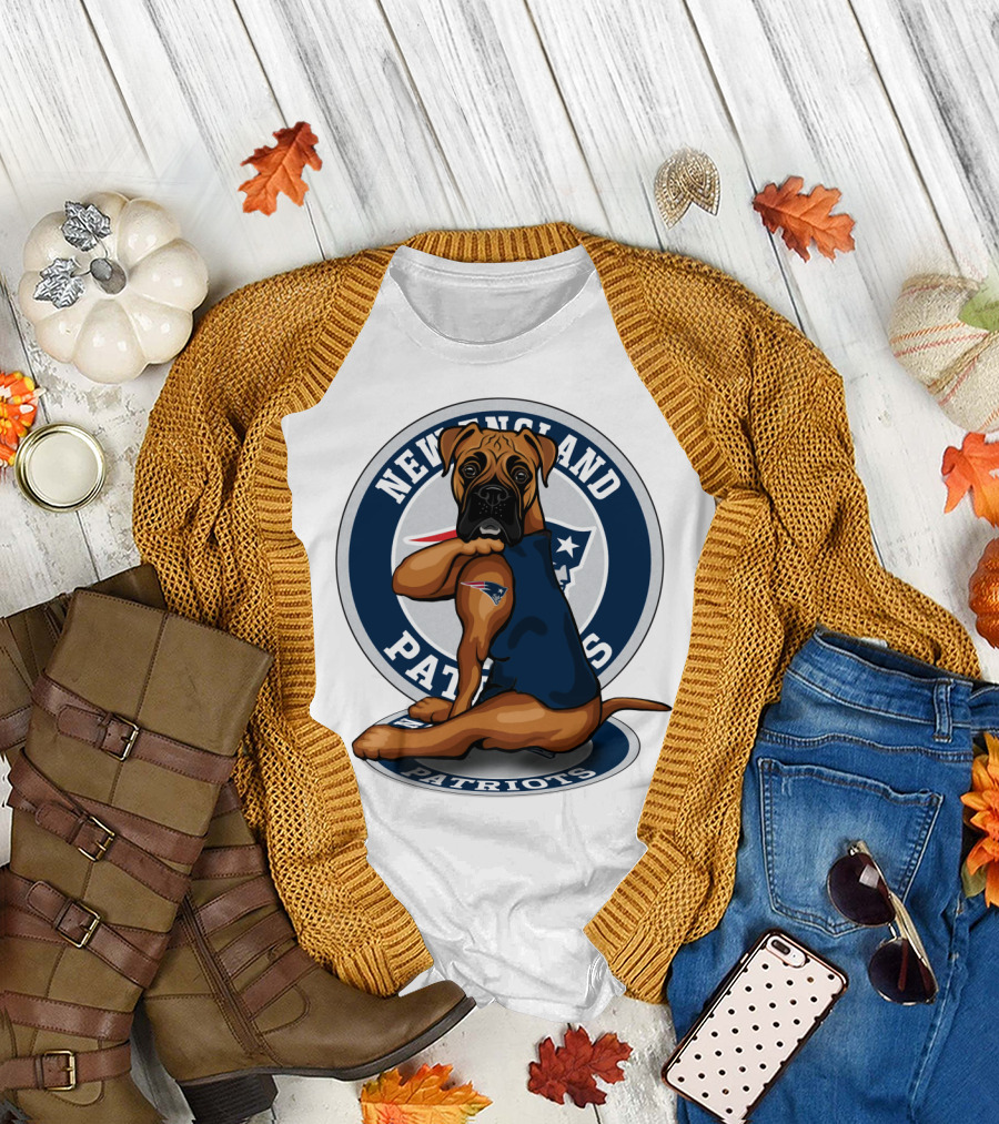 New England Patriots Boxer Dog T-Shirt