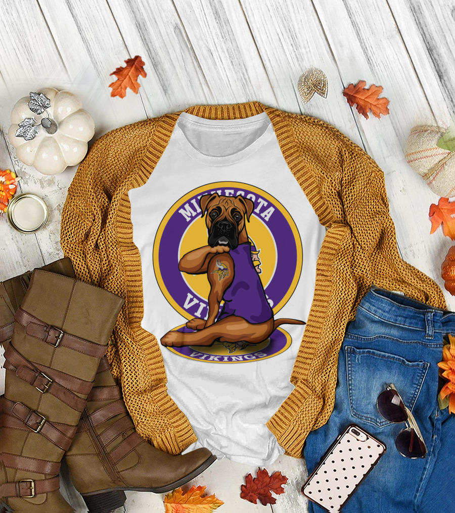 Minnesota Vikings Boxer Dog Tattoo T-Shirt