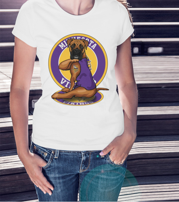 Minnesota Vikings Boxer Dog Tattoo T-Shirt