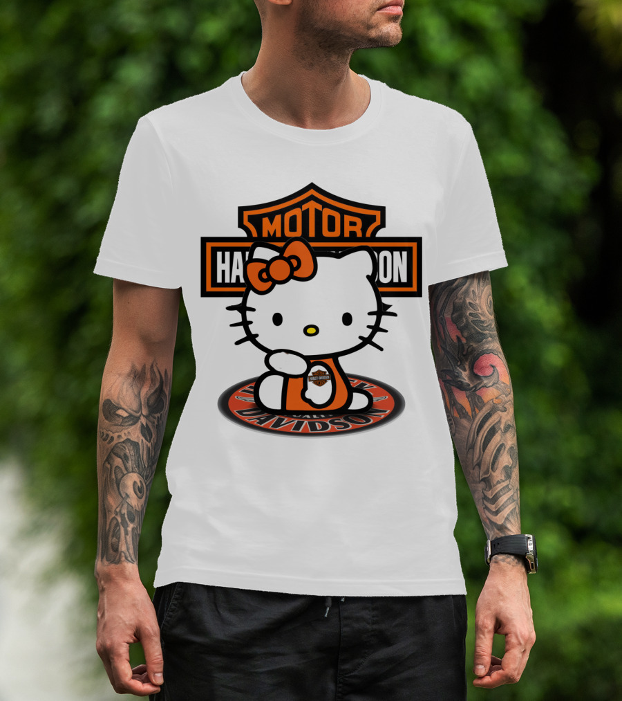 Harley Davidson Hello Kitty Motorcycles Logo Collaboration T-Shirt